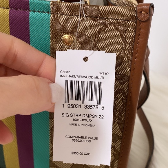 NWT💃Coach Dempsey Tote 22 In Signature Jacquard With Stripe And Coach Patch - Picture 13 of 13